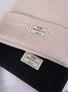 2入組字母貼飾豆豆帽 - 彩色 - 查看 3