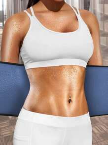 Sports Outdoor Synthetic Rubber Waist Sweat Belt Shapewear Waist Trainer Corset - Blue - View 6