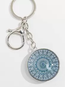 Boho Unisex Crystal Keychain 35mm Round Shaped Flower Car Accessories Bag Charm School Cute Goth Y2k Christmas Gift Ideas Bag Charms Car Accessories Teacher Friend Sister - Multicolor - View 1