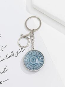 Boho Unisex Crystal Keychain 35mm Round Shaped Flower Car Accessories Bag Charm School Cute Goth Y2k Christmas Gift Ideas Bag Charms Car Accessories Teacher Friend Sister - Multicolor - View 3