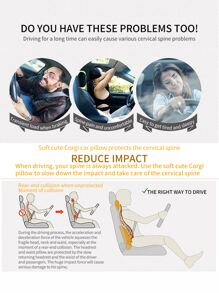 Almohada para el cuello del reposacabezas del asiento de coche con diseño de perro de dibujos animados - Amarillo - Ver 4