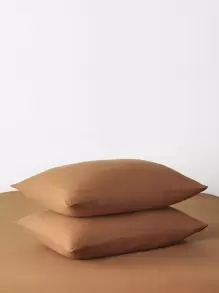 3pcs Plain Duvet Cover Set Without Filler - Orange - View 6