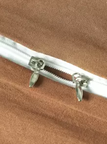 3pcs Plain Duvet Cover Set Without Filler - Orange - View 7