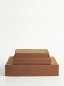 3pcs Plain Duvet Cover Set Without Filler - Orange - View 8