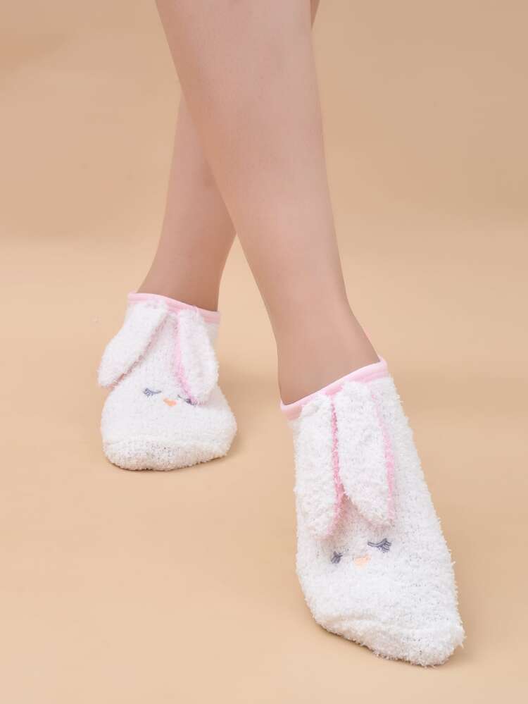 Cartoon Ear & Pom Pom Decor Socks