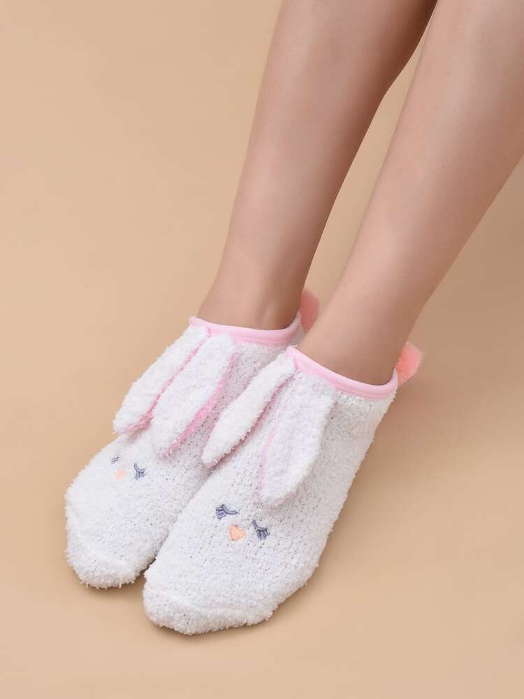 Cartoon Ear & Pom Pom Decor Socks