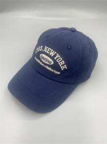 1 gorra de béisbol con bordado de letra para mujer para la vida cotidiana en la calle - Azul Marino - Ver 1