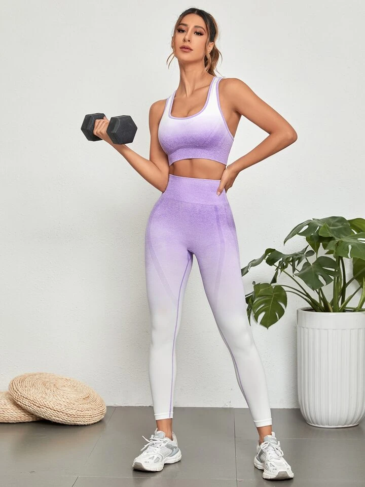 Seamless Ombre Contrast Binding Sports Set | SHEIN USA