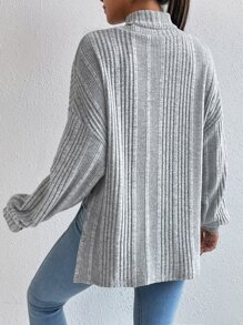 SHEIN Essnce Drop Shoulder Slit Hem Top & Halter Top - Grey - View 2