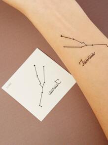 Taurus Constellation Symbol Pattern Tattoo Sticker - Black and White - View 1