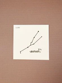 Taurus Constellation Symbol Pattern Tattoo Sticker - Black and White - View 2