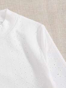 SHEIN Girls Mock Neck Fitted Dress - White - View 3