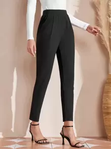 EMERY ROSE 彈性腰帶斜口袋錐形褲