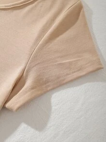 Áo thun nữ màu trơn Giải trí - Màu be - Xem 4