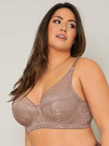Ropa Interior De Sujetador De Encaje Y Con Soporte De Alambre Para Tallas Grandes - Camel - Ver 6