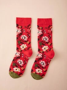 花朵印花中筒襪 - 彩色 - 查看 2