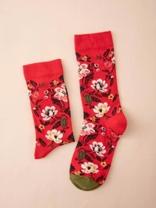 花朵印花中筒襪 - 彩色 - 查看 4