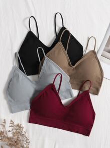 Women Casual High Stretch Backless Wireless Bralettes Multi Color Plain Fabric Bras For Everyday Comfort - Multicolor - View 1