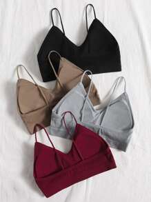 Women Casual High Stretch Backless Wireless Bralettes Multi Color Plain Fabric Bras For Everyday Comfort - Multicolor - View 2