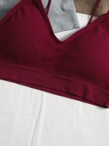 Women Casual High Stretch Backless Wireless Bralettes Multi Color Plain Fabric Bras For Everyday Comfort - Multicolor - View 5