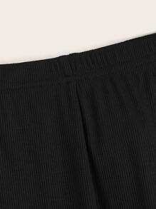 SHEIN Toddler Girls 2PCS Heart Print Rib-knit Cycling Shorts - Black and White - View 7