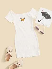 SHEIN Đầm bé gái Xù nhỏ Loại bướm Ăn mặc đẹp - trắng - Xem 1