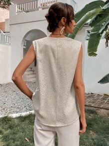 Jacquard Cowl Collar Blouse - Beige - View 2