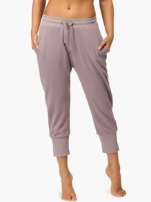 icyzone 腰部抽繩斜口袋運動褲 - 淺灰紫 - 查看 1