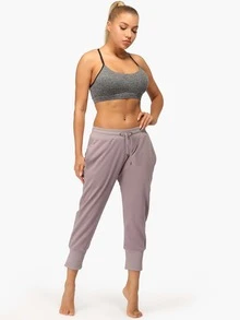 icyzone 腰部抽繩斜口袋運動褲 - 淺灰紫 - 查看 3