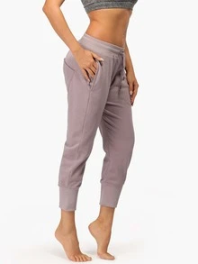 icyzone 腰部抽繩斜口袋運動褲 - 淺灰紫 - 查看 4