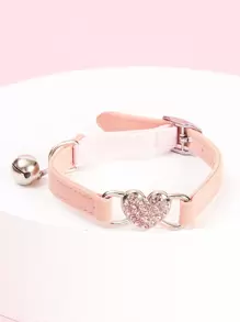 水鑽愛心裝飾寵物項圈 - 粉色 - 查看 1