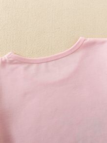 SHEIN Niñitas 2 piezas Camiseta con estampado de unicornio ribete con fruncido - Multicolor - Ver 5