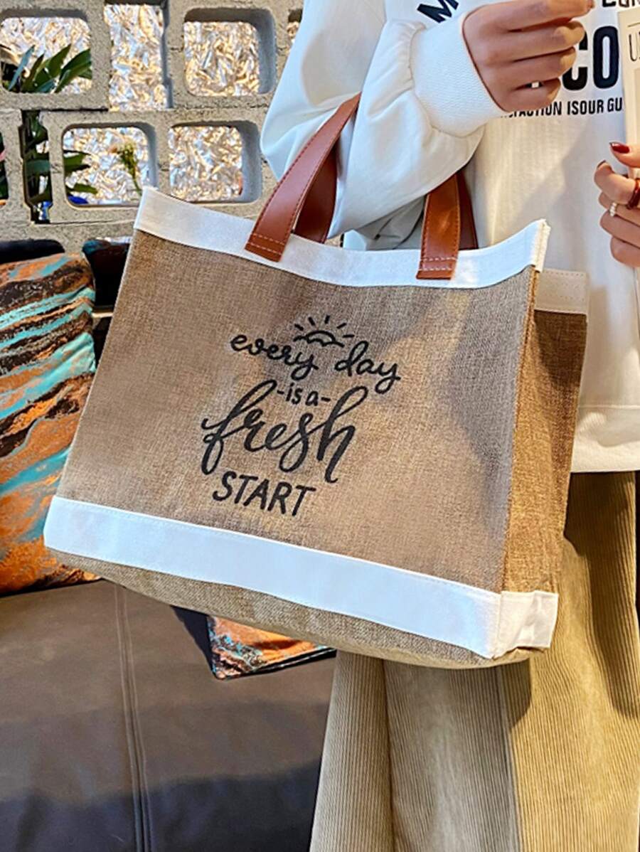 1 Letter Large Capacity Portable Tote Bag Lightweight Shopping Bag for