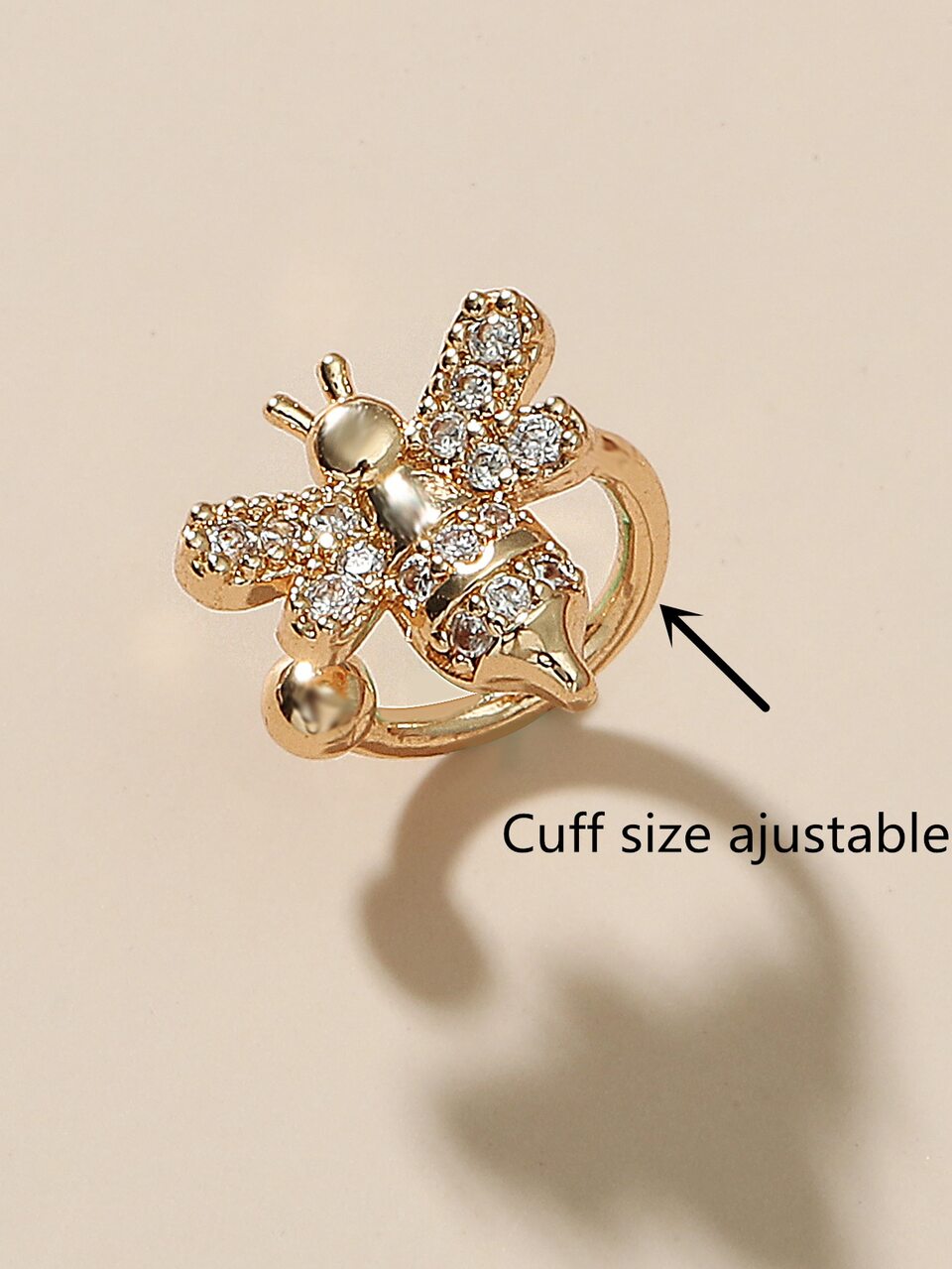 1pc Mini Copper Zirconia Bee Ear Cuff