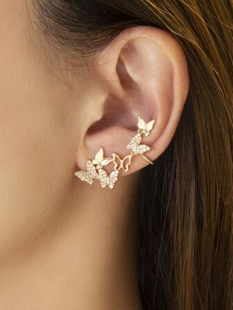 Rhinestone Butterfly Decor Ear Climber