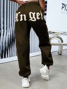 Letter Graphic Joggers - Chocolate Brown - View 5