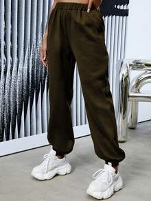 Letter Graphic Joggers - Chocolate Brown - View 7