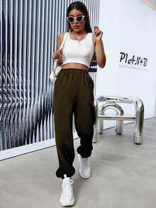 Letter Graphic Joggers - Chocolate Brown - View 8