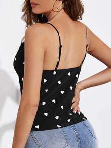 SHEIN Unity 愛心圖案堆堆領吊帶上衣 - 黑色 - 查看 2