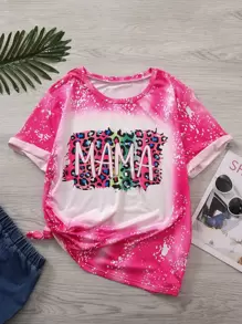 SHEIN LUNE Plus Áo thun họa tiết da báo và chữ Áo thun họa tiết phụ nữ - Nhiều màu - Xem 1