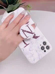 Letter Graphic Phone Case With Stand-Out Phone Grip - Multicolor - View 6