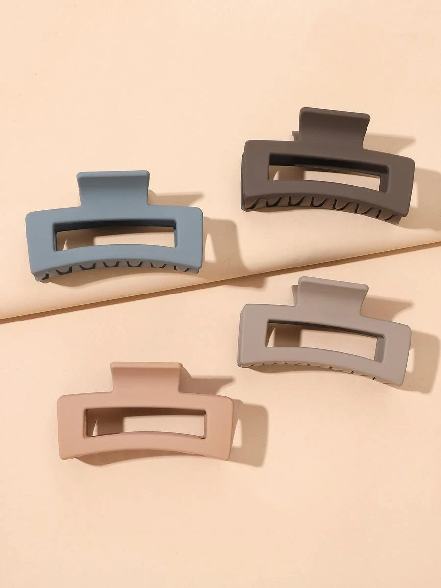 4 piezas pinza para el cabello mate con diseño rectangular informal - Multicolor - Ver 1