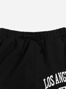 SHEIN Girls Letter Graphic Elastic Waist Shorts