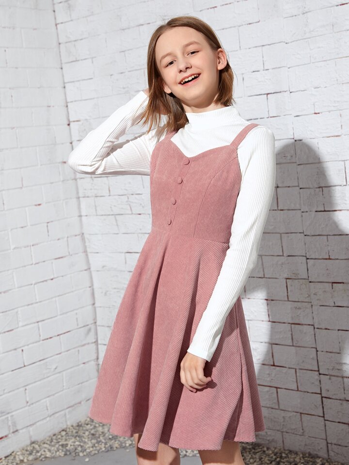 MH251 テンダーロイン T-OVERALLS コーデュロイ S SHEIN ティーンガールズ コーデュロイ オーバーオールドレス T