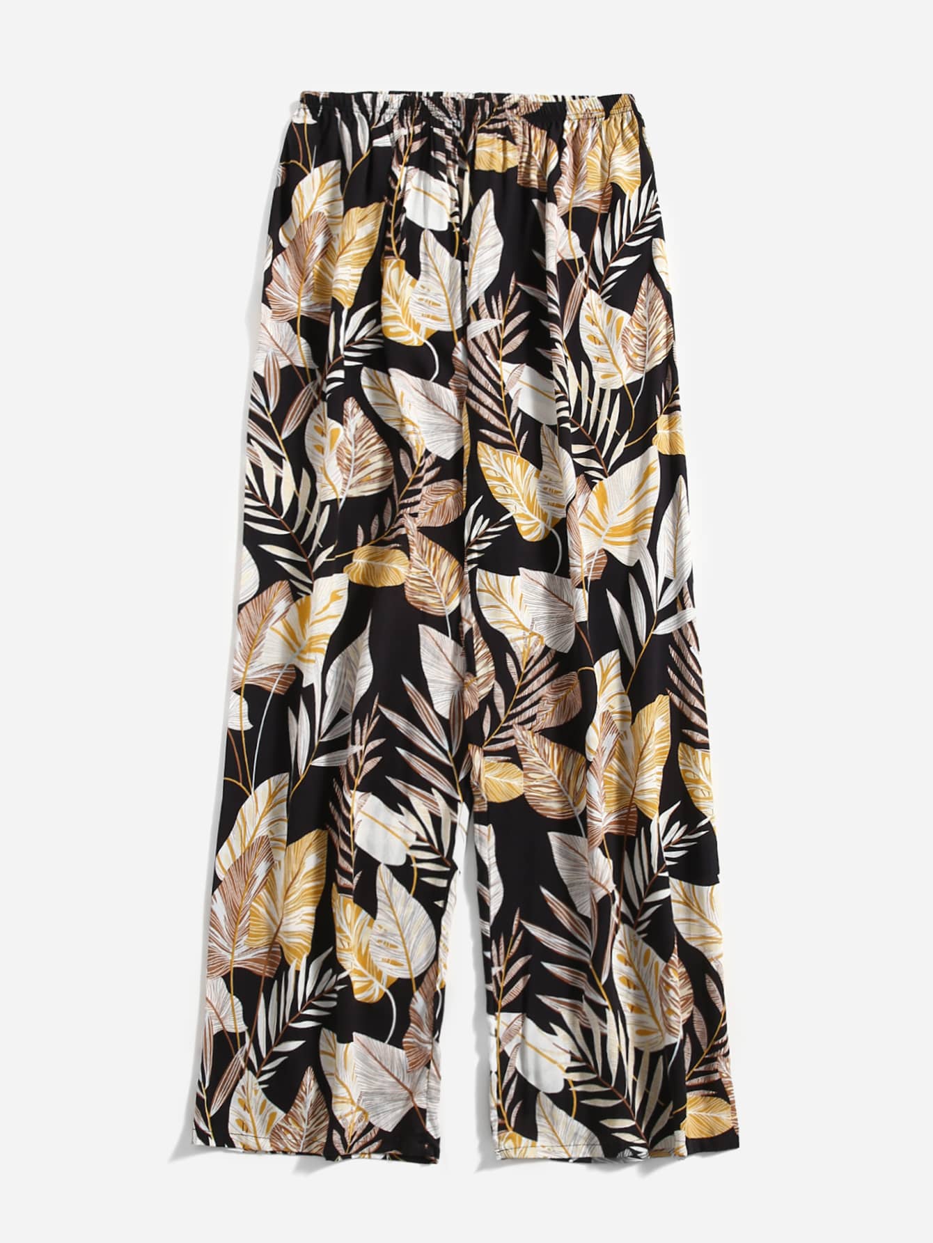 SHEIN LUNE Plus 1pc Tropical Print Wide Leg Trousers - Multicolor - View 1