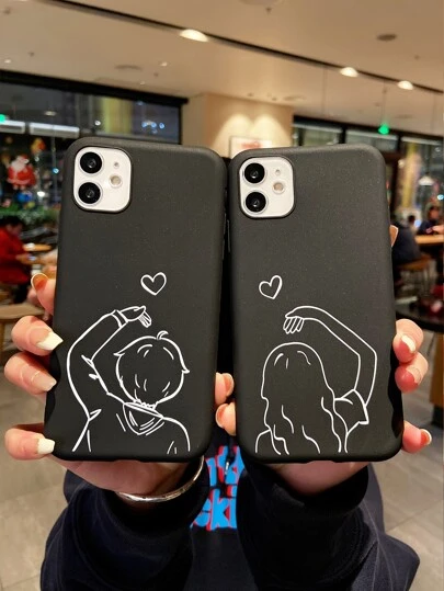 2個 カップル 人物グラフィック スマホケース Shein Japan