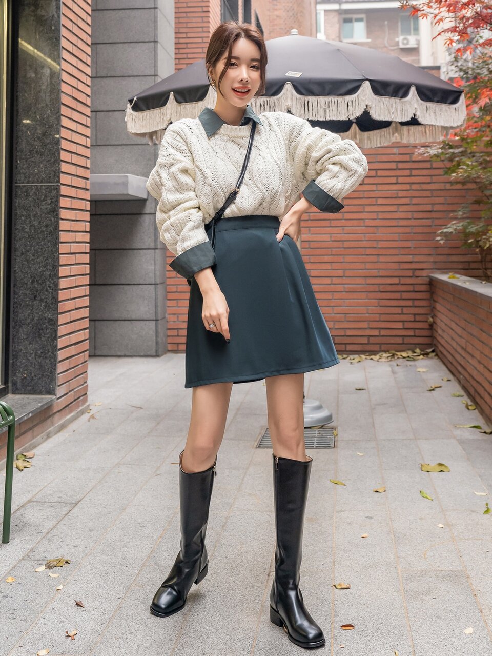 High Waist Plicated Detail Skirt