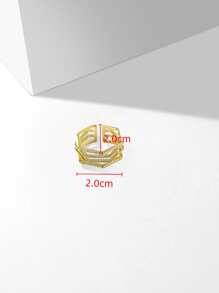 Cubic Zirconia Decor Cuff Ring - Yellow Gold - View 4