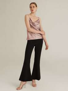 SHEIN Draped Neck Satin Cami Top - Dusty Pink - View 5