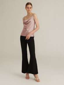 SHEIN Draped Neck Satin Cami Top - Dusty Pink - View 9